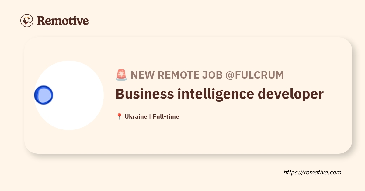 [Hiring] Business intelligence developer @Fulcrum